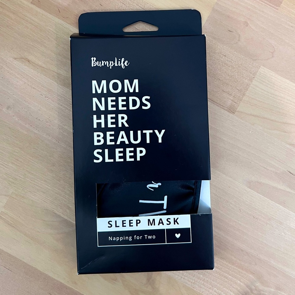 Bumplife Sleep Mask - Black Eye Mask. Reads: Napping for Two pregnancy Gift